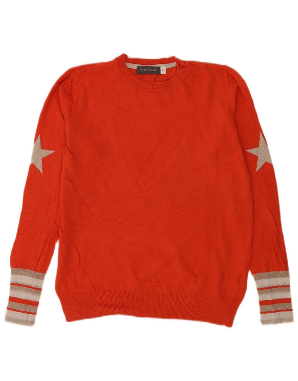 MINT VELVET Damen-Pullover mit grafischem Rundhalsausschnitt, Gr. 6, XS, orange gestreift