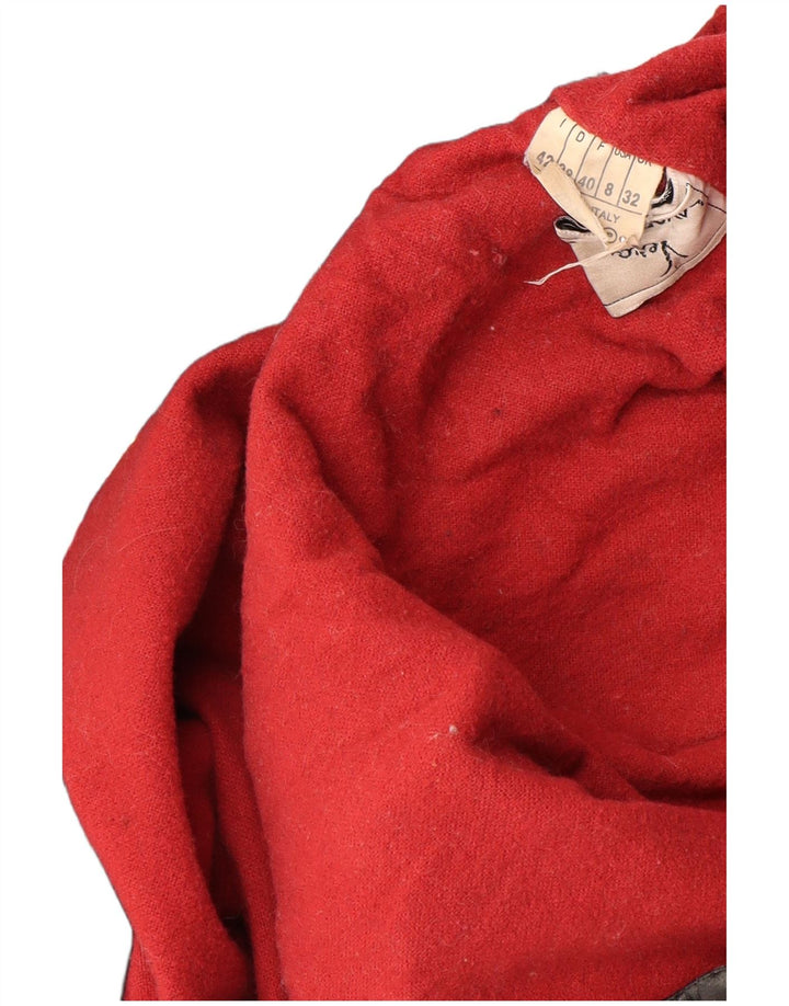 VINTAGE Übergroßer Damen-Ledermantel mit Kapuze IT 42 Mittelschwarzes Leder