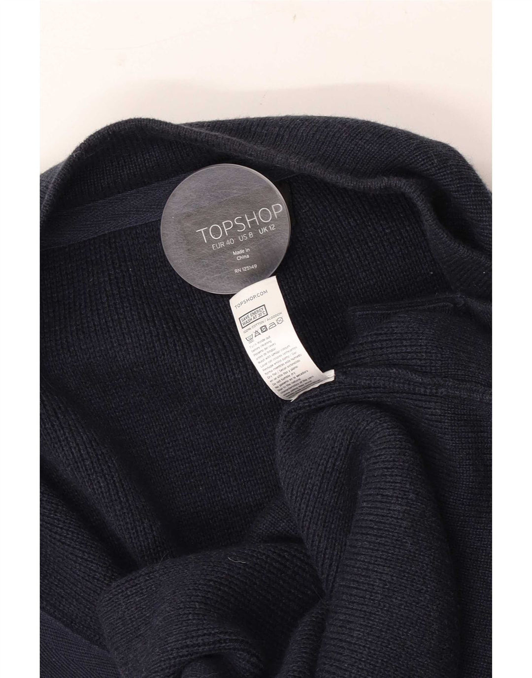Topshop Damen Poncho-Pullover UK 12 Mittelblaue Baumwolle