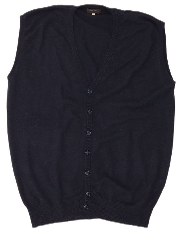 Nervesa Herren-Cardigan, ärmellos, 3XL, Marineblau, Wolle