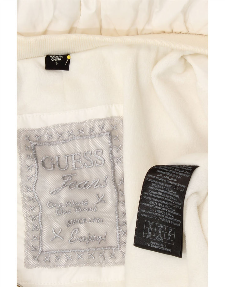 Guess Damen Übergroße wattierte Jacke UK 6 XS Weiß Polyester