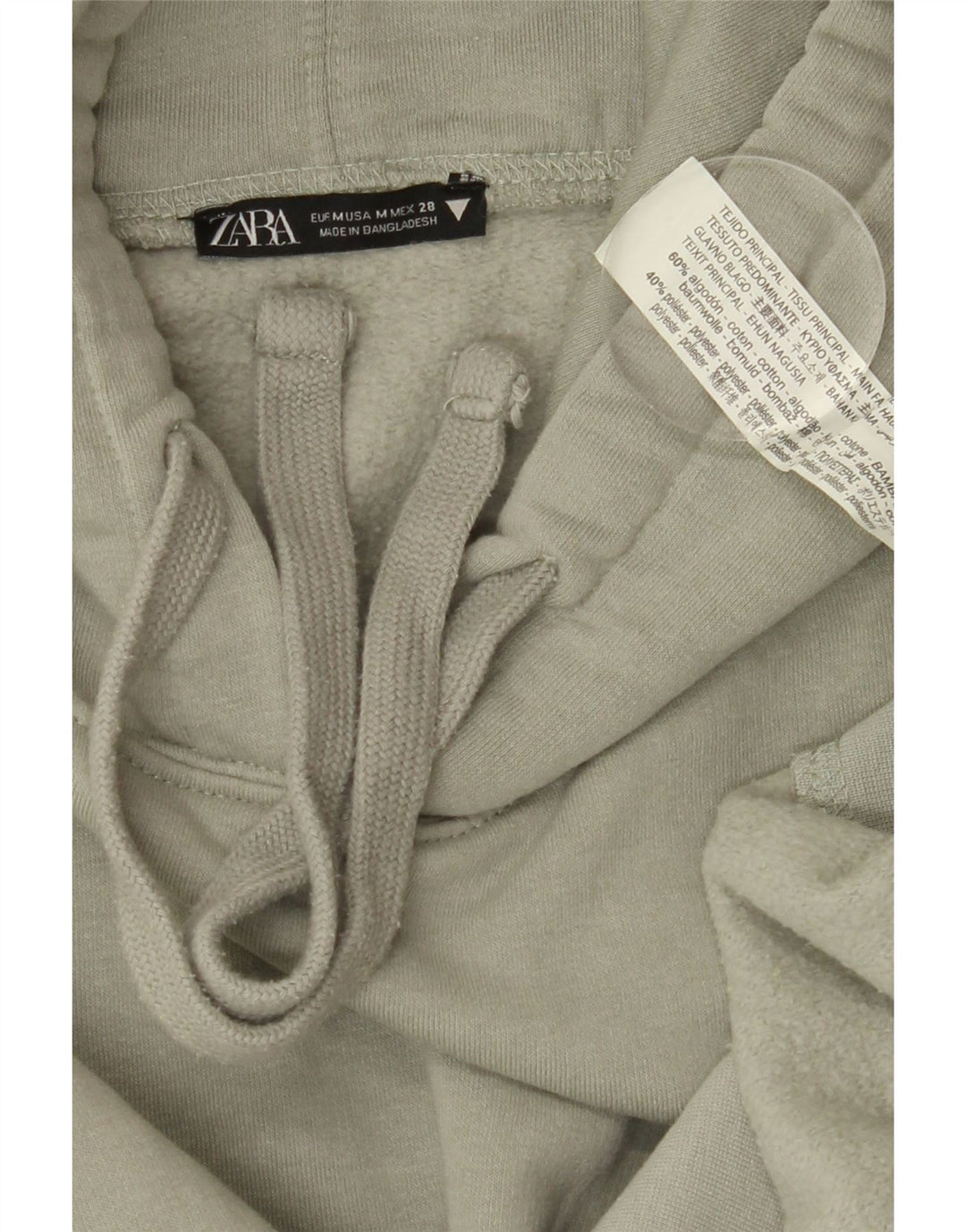 ZARA Womens Oversized Hoodie Jumper UK 14 Medium Khaki Cotton Vintage Zara and Second-Hand Zara from Messina Hembry 
