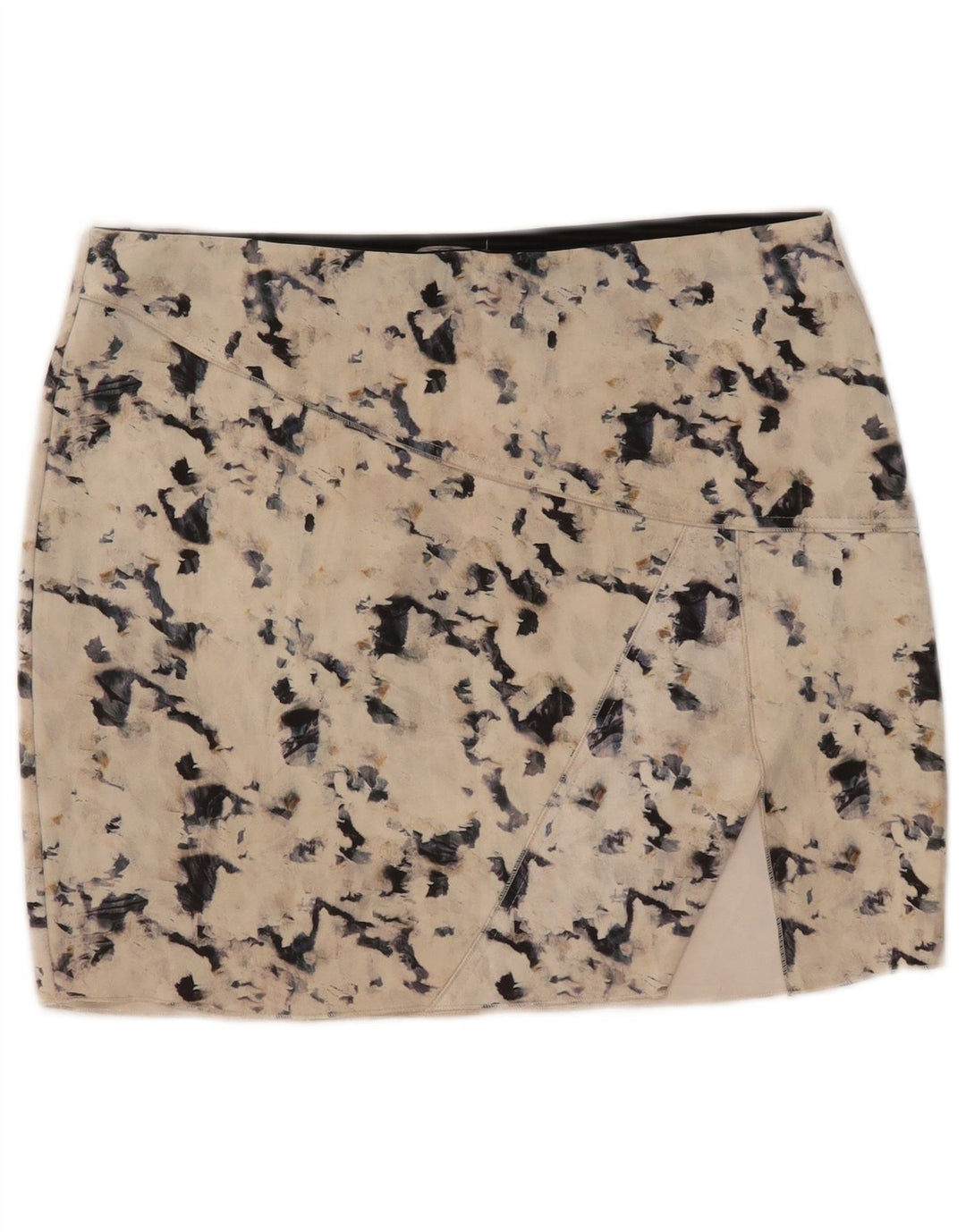 Zara Damen-Minirock mit abstraktem Muster, Größe L, W30, Beige