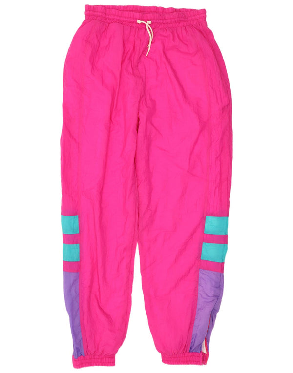 Vintage Damen Trainingshose Jogger UK 14 Large Pink Colourblock