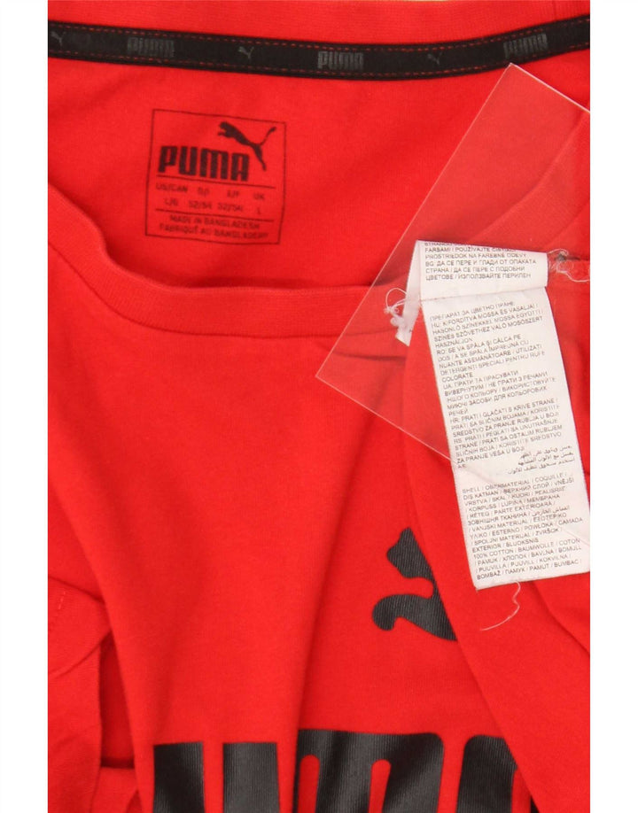 Puma Herren Grafik T-Shirt Top Große rote Baumwolle