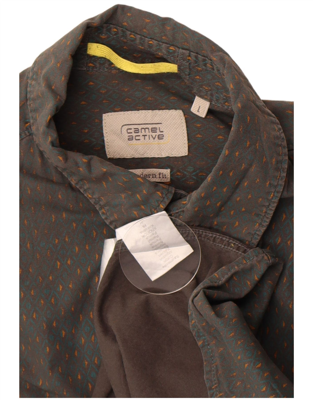 Camel Active Herren-Hemd mit moderner Passform, große graue geometrische Baumwolle