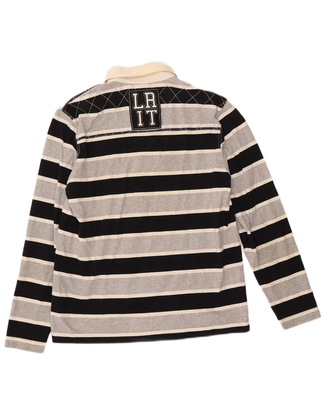 LOTTO Herren-Rugby-Poloshirt mit Grafik, langärmelig, mittelschwarz gestreift