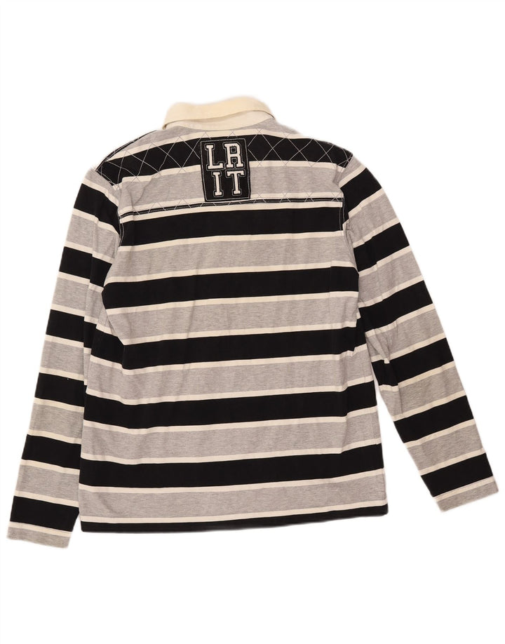 LOTTO Herren-Rugby-Poloshirt mit Grafik, langärmelig, mittelschwarz gestreift