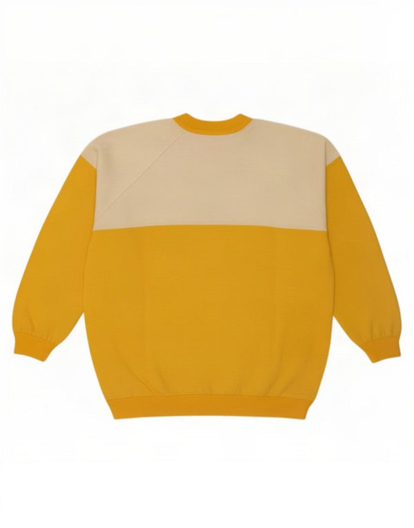 Vintage Mens Graphic Sweatshirt Jumper XL Yellow Colourblock Cotton