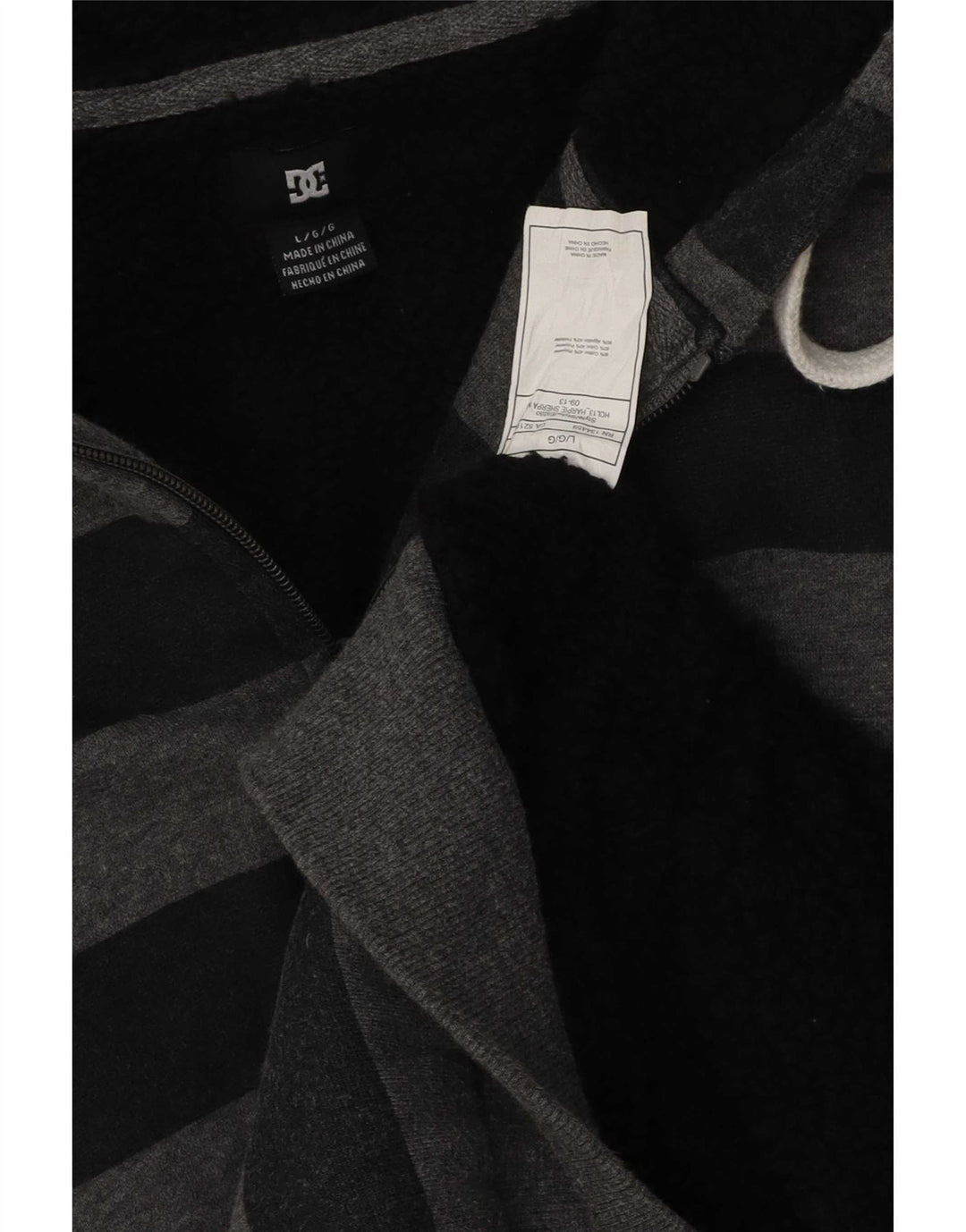 DC Herren-Kapuzenpullover mit Reißverschluss, groß, grau gestreift, Baumwolle