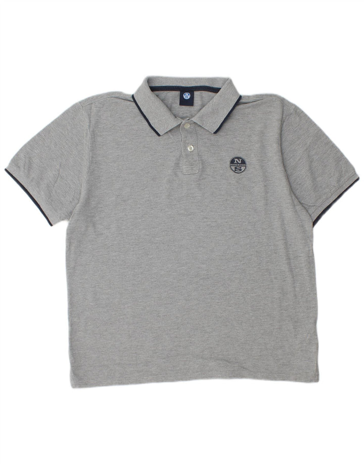 North Sails Herren-Poloshirt, große grau gefleckte Baumwolle