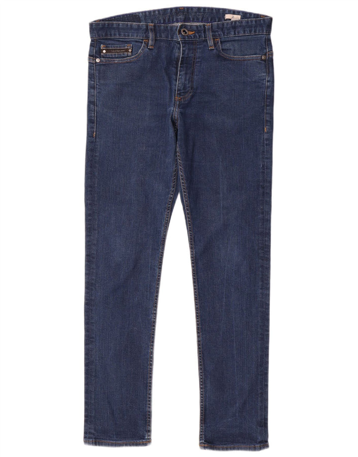 Calvin Klein Damen Mince Slim Jeans W32 L30 Blaue Baumwolle