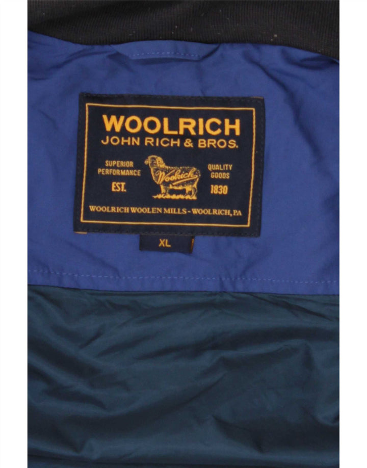 Woolrich Herren-Windbreaker-Jacke UK 42 XL, blaues Colourblock-Polyamid