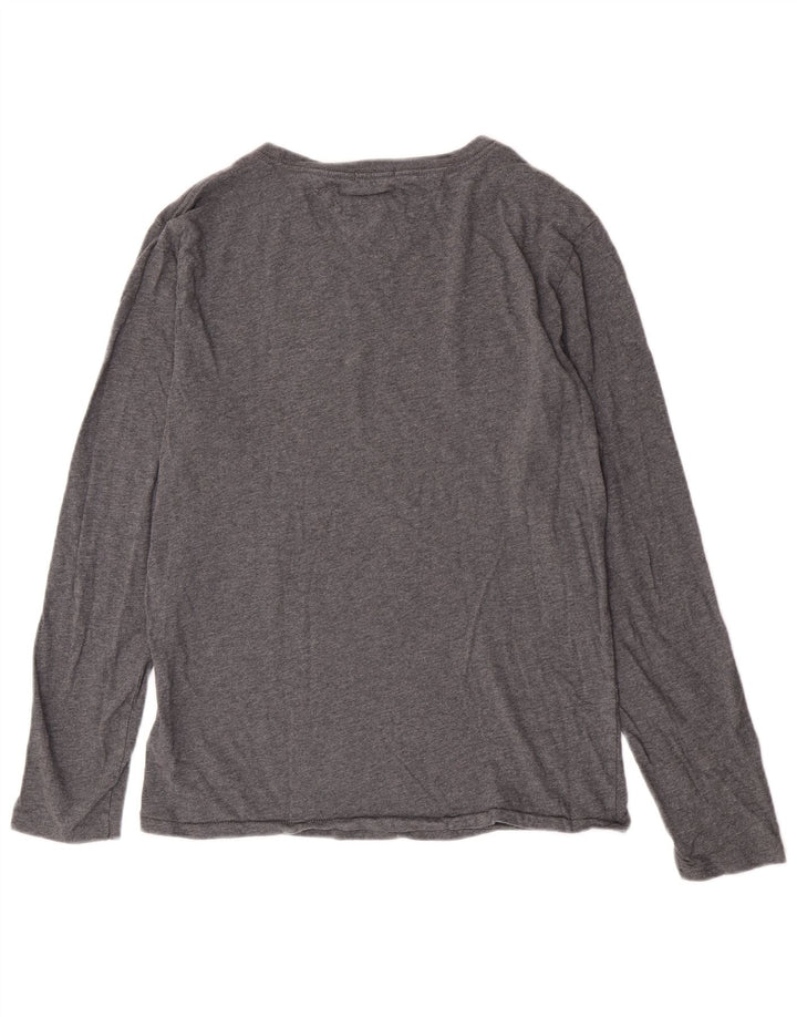 Tommy Hilfiger Herren-Oberteil mit Grafik, langärmlig, klein, graue Baumwolle