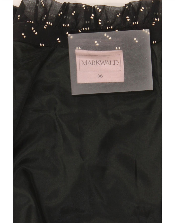 MARKWALD Damen-Maxikleid mit langen Ärmeln, EU 36, klein, schwarz geflecktes Polyester