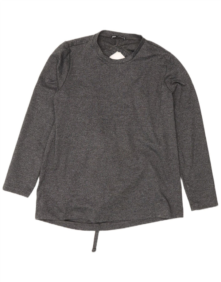 Langärmliges, übergroßes Blusenoberteil für Damen von Zara, Gr. 10, Größe S, Grau