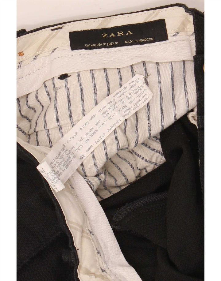 Zara Herren Slim Anzughose EU 40 Medium W31 L30 Schwarz Polyester