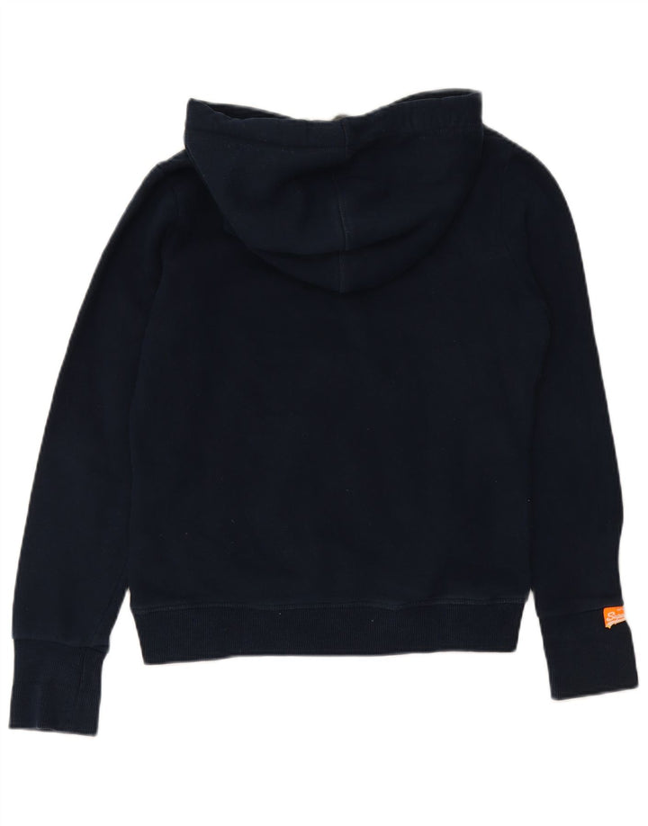 SUPERDRY Damen-Kapuzenpullover mit Grafik, UK 14, mittelmarineblaue Baumwolle
