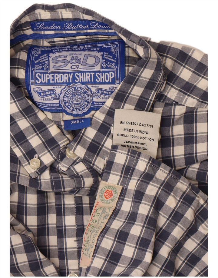Superdry Herren-Hemd, klein, marineblau, kariert, Baumwolle