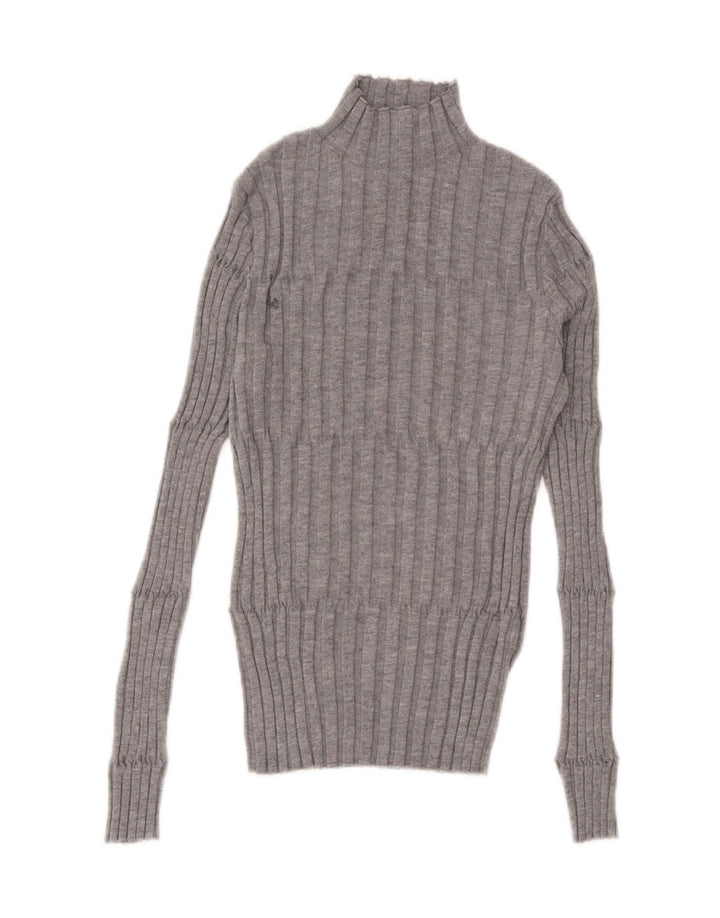 Zara Damen-Pullover mit Rollkragen, UK 12, Mittelgrau, Polyester