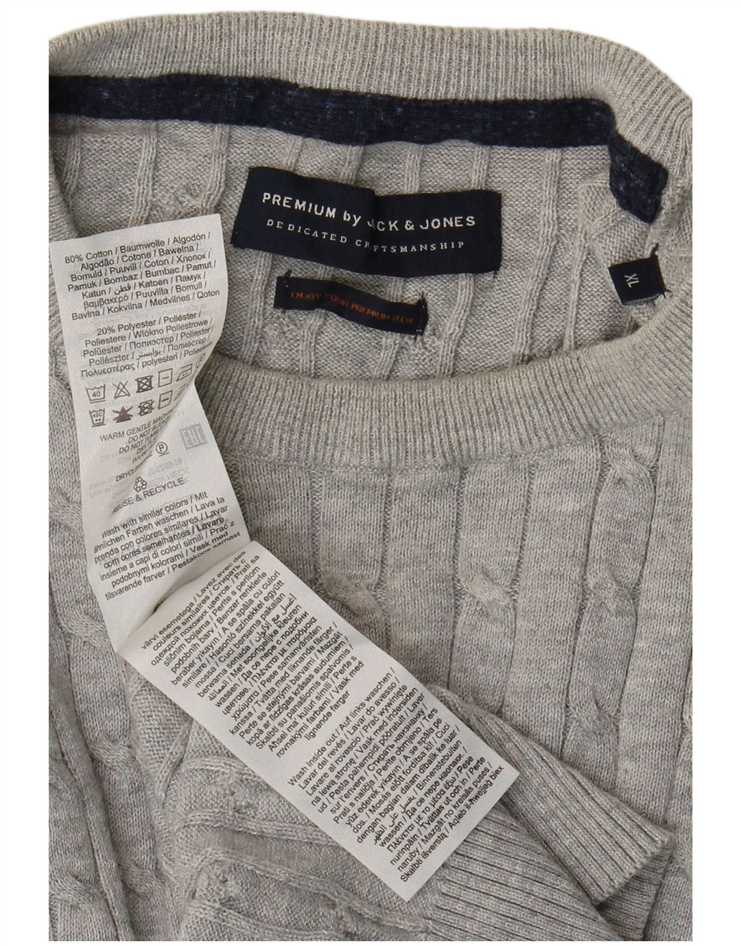 JACK & JONES Herren-Pullover mit Rundhalsausschnitt, XL, graue Baumwolle