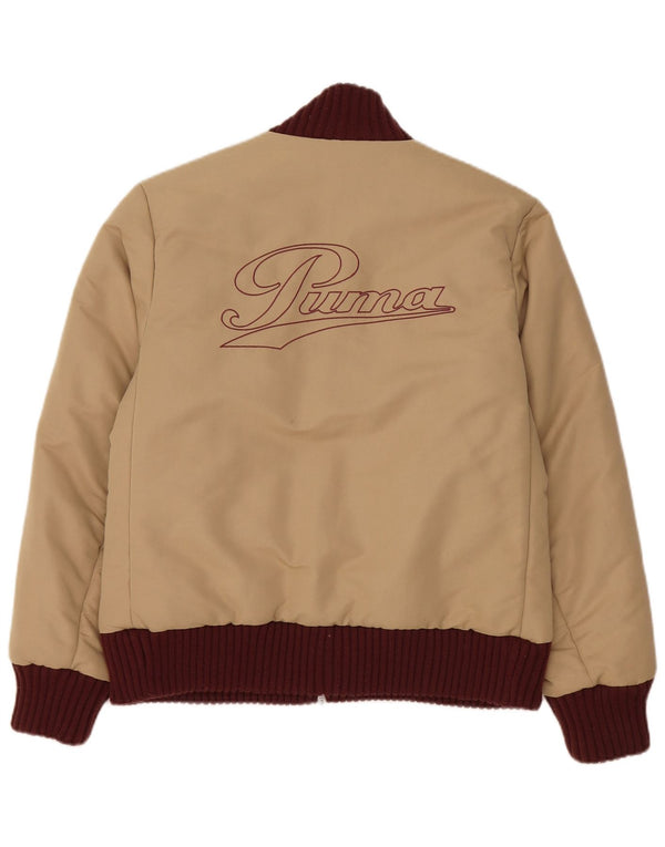 Puma Womens Graphic Bomber Jacket UK 16 Large Beige Colourblock Polyester