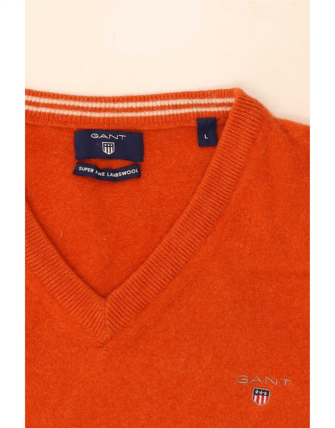 Gant Damen-Pullover mit V-Ausschnitt, UK 14, Größe L, orangefarbene Wolle