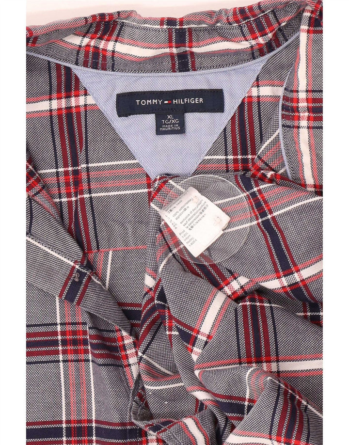 Tommy Hilfiger Herrenhemd XL, marineblau, kariert, Baumwolle