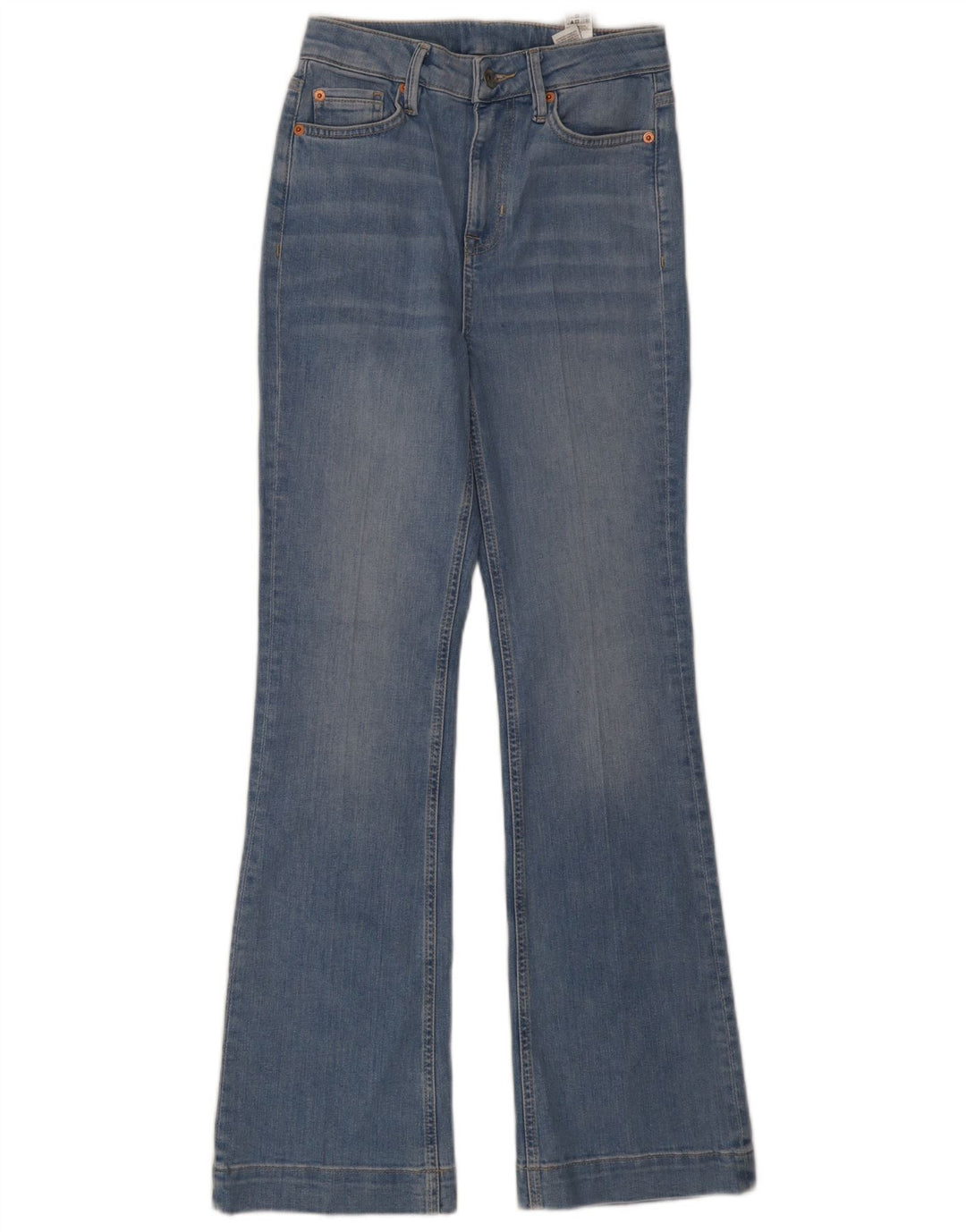 Marks & Spencer Damen Regular Flared Jeans UK 8 Small W26 L31 Blaue Baumwolle