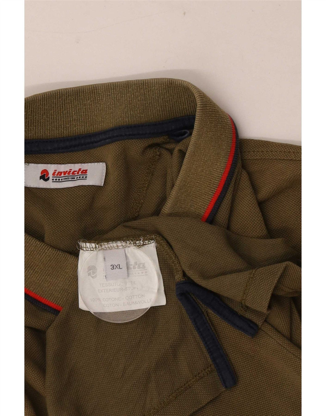 Invicta Herren Poloshirt 3XL Khaki gestreift aus Baumwolle
