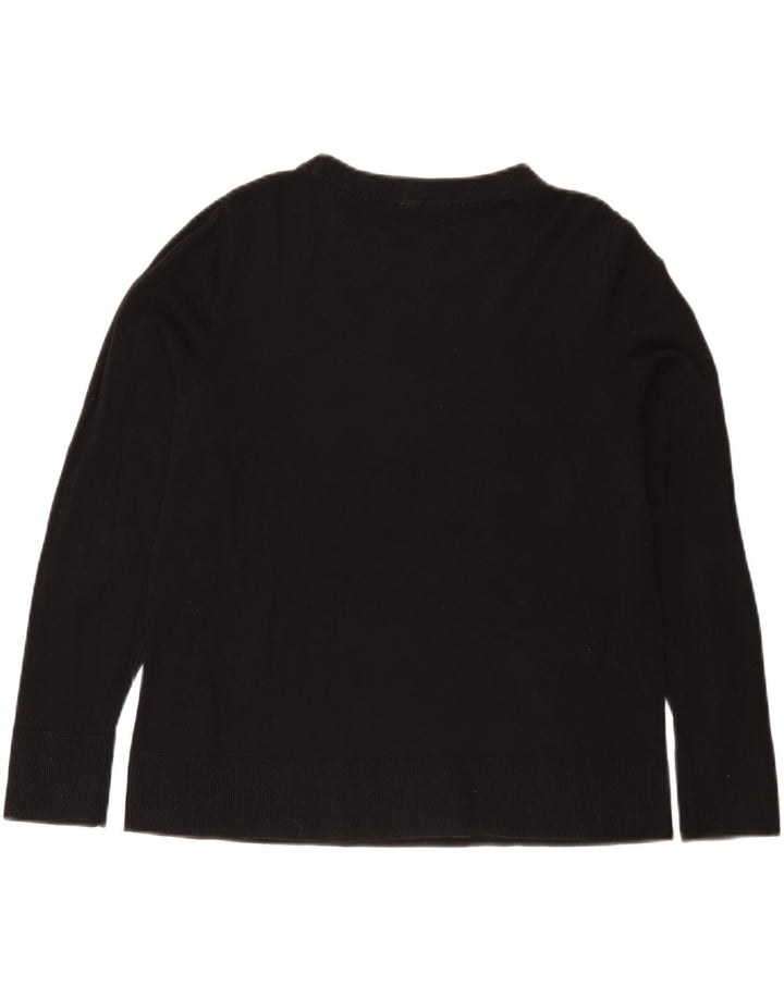 Cos Damen-Pullover mit U-Boot-Ausschnitt, UK 14, mittelschwarze Baumwolle