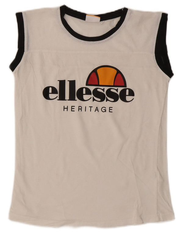 Ellesse Womens Graphic Vest Top UK 10 Small Weiß