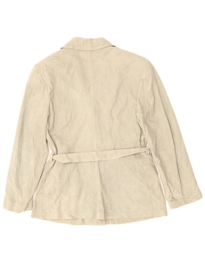 Pollini Damen 3-Knopf-Wildleder-Blazerjacke UK 14 Mittelgrün