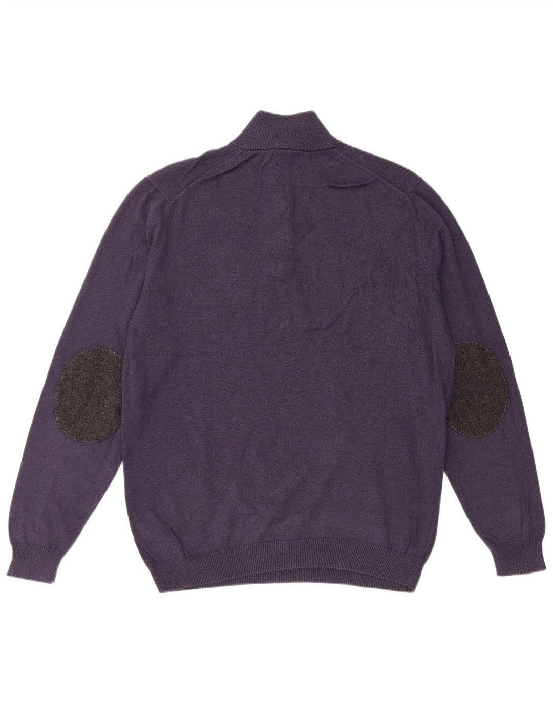 MASSIMO DUTTI Herren-Pullover mit Reißverschluss am Hals, große marineblaue Baumwolle