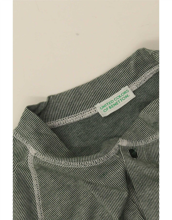 Benetton Herren-Jersey-Oberteil, klein, grün, Nadelstreifen