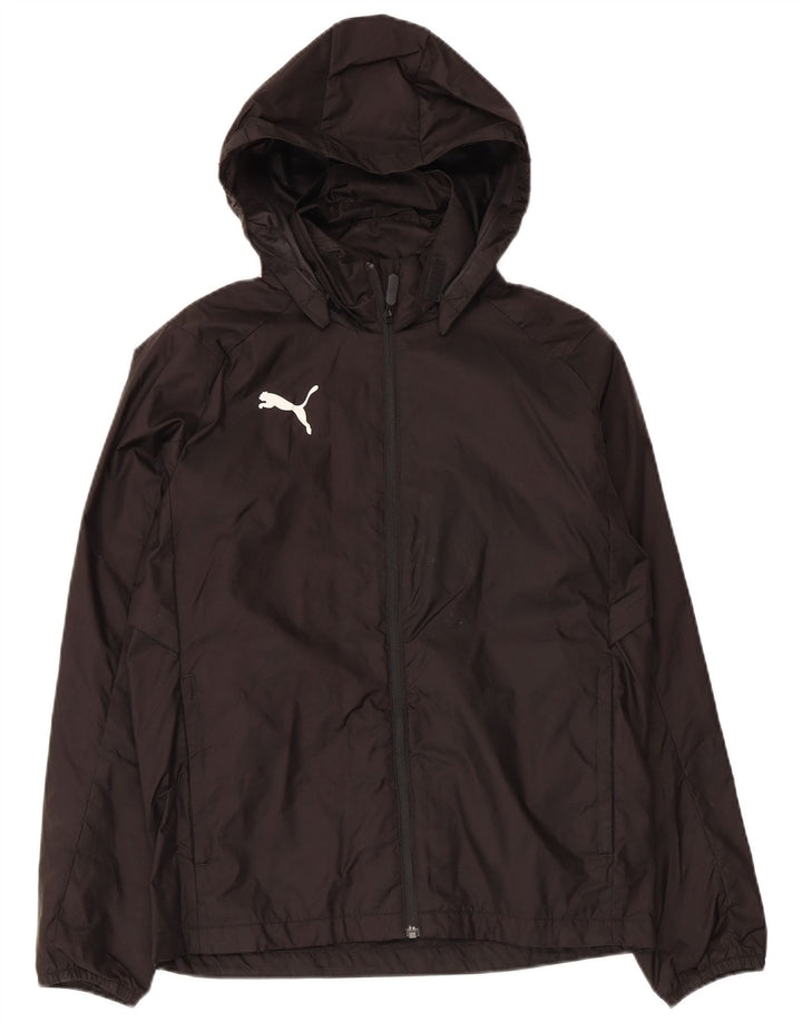 Puma Jungen Regenjacke mit Kapuze, 13–14 Jahre, schwarzes Polyester