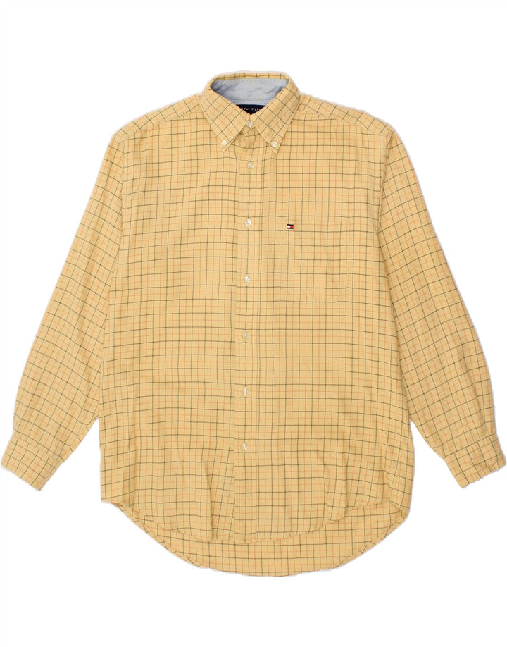 TOMMY HILFIGER Herrenhemd, klein, gelb, kariert, Baumwolle