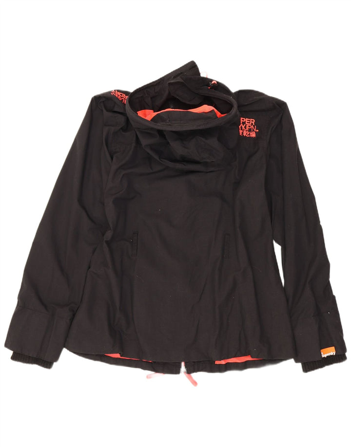 Superdry Damen The Windmac Hooded Rain Jacket UK 36 Small Schwarz Polyester