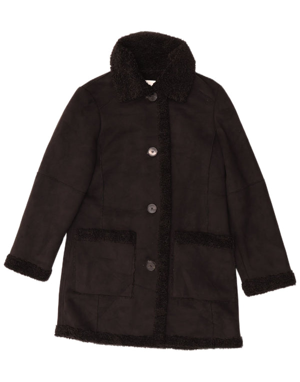 Zara Damen Sherpa Mantel UK 10 Small Schwarz
