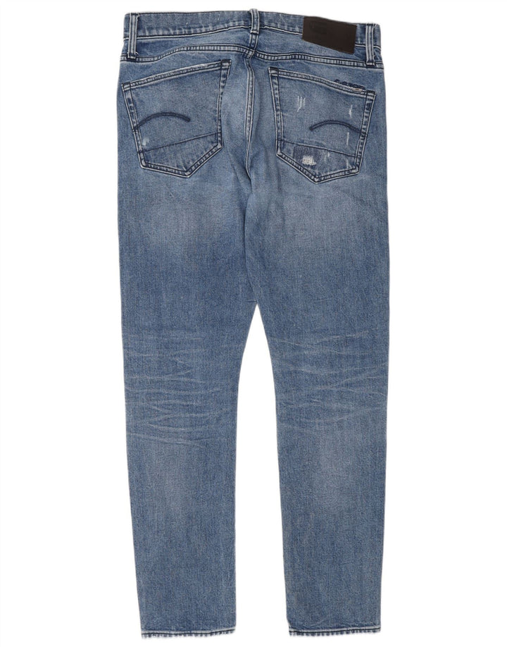 G-Star Herren 3301 Distressed Slim Jeans W33 L32 Blaue Baumwolle