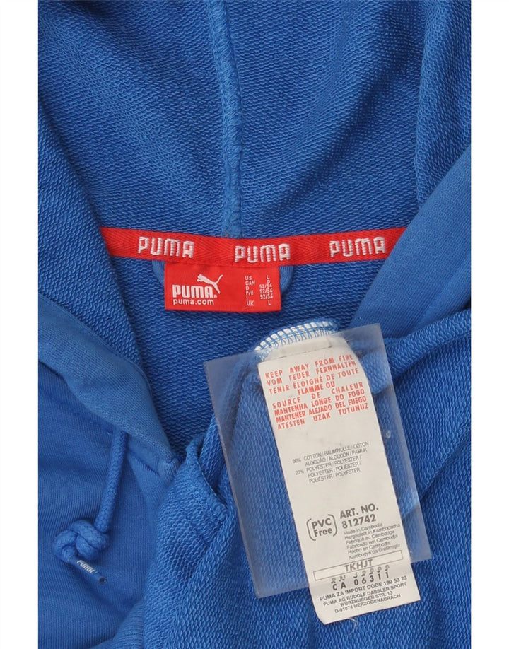 Puma Herren-Kapuzenpullover mit grafischem Reißverschluss, groß, aus blauer Baumwolle
