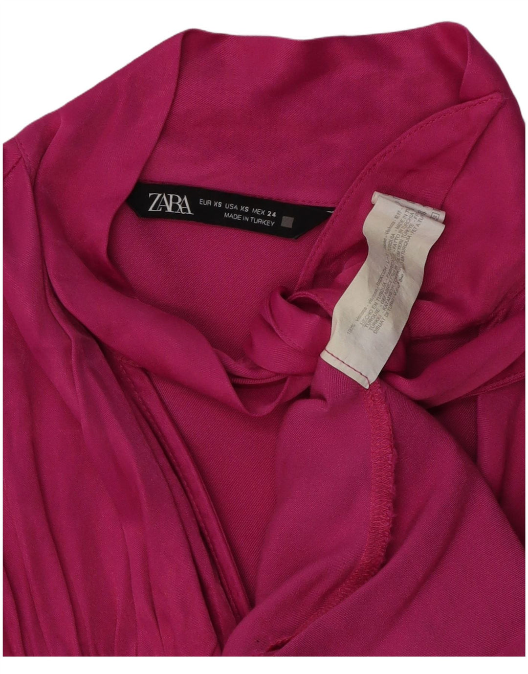 ZARA Womens Front Tie Shirt Blouse UK 6 XS Pink