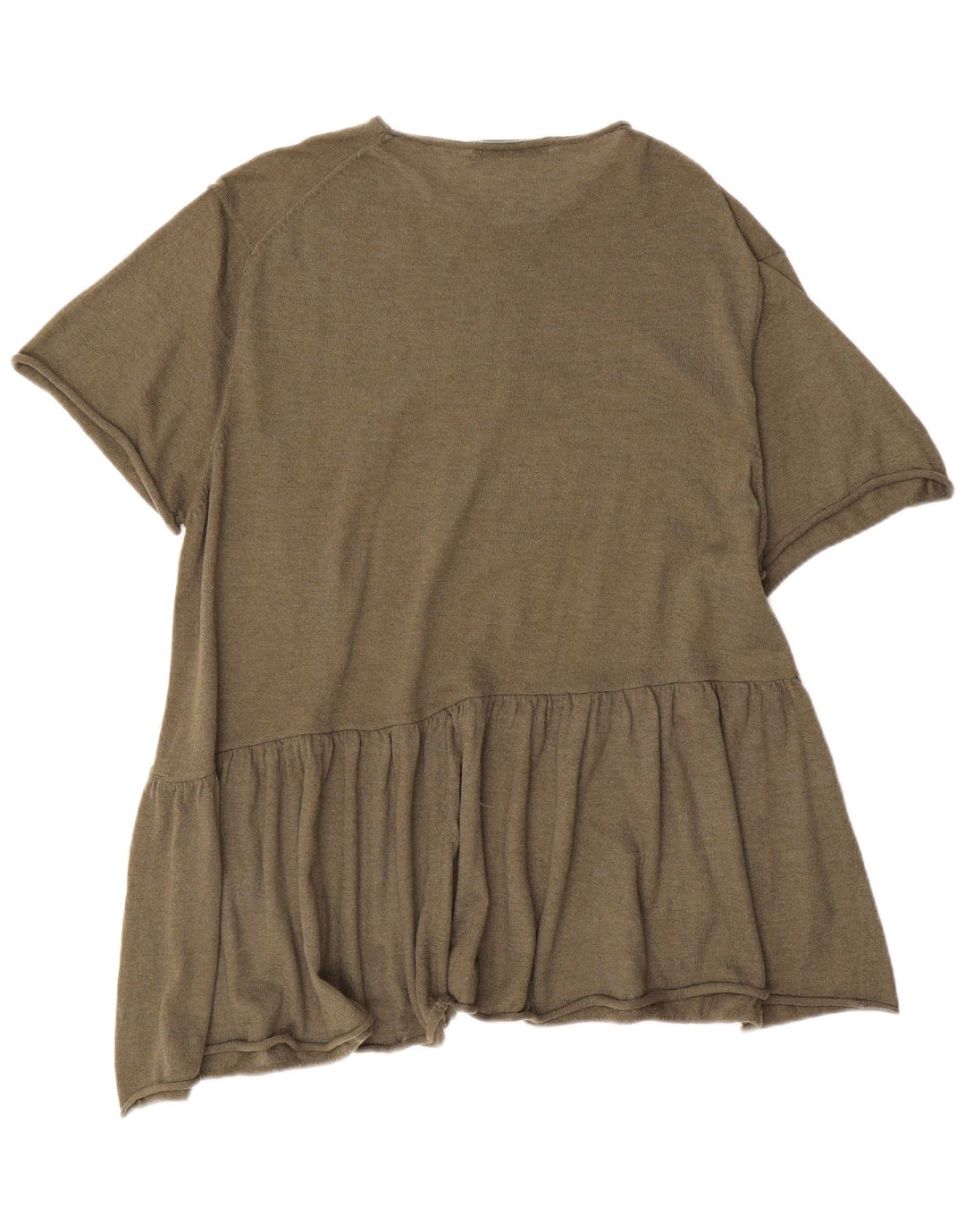 ZARA Damen Übergroßes Pulloverkleid mit kurzen Ärmeln, UK 14, Mittel Khaki