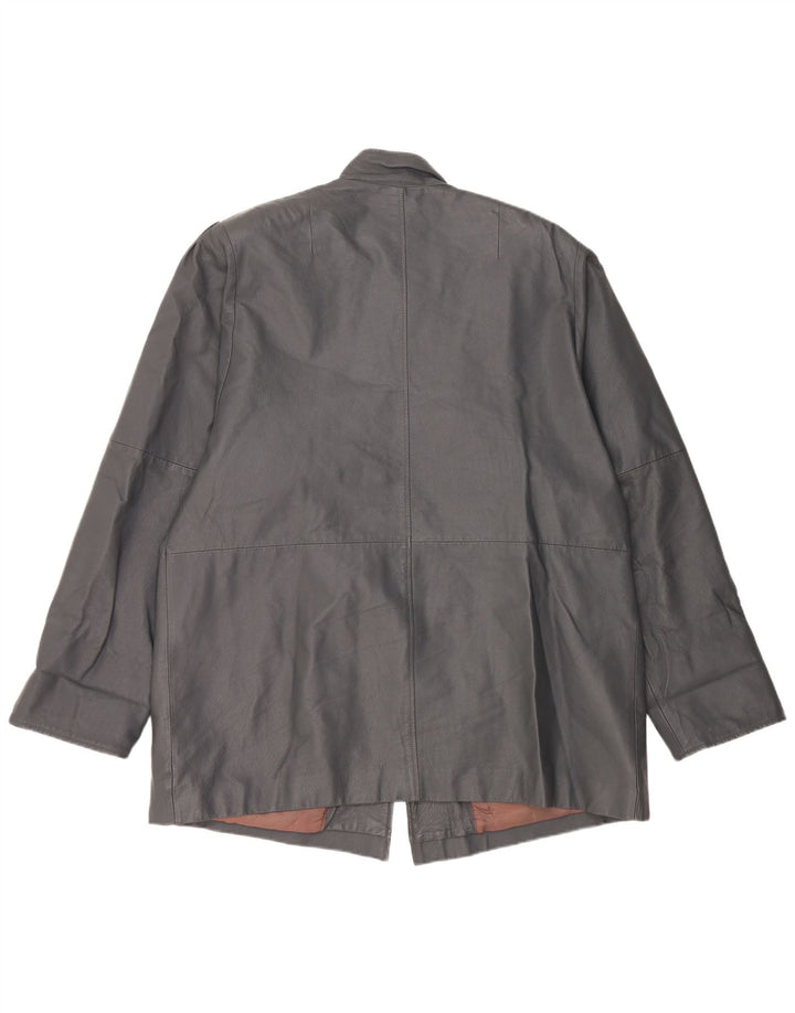 Vintage Damen Übergroßer Ledermantel UK 18 XL Graues Leder