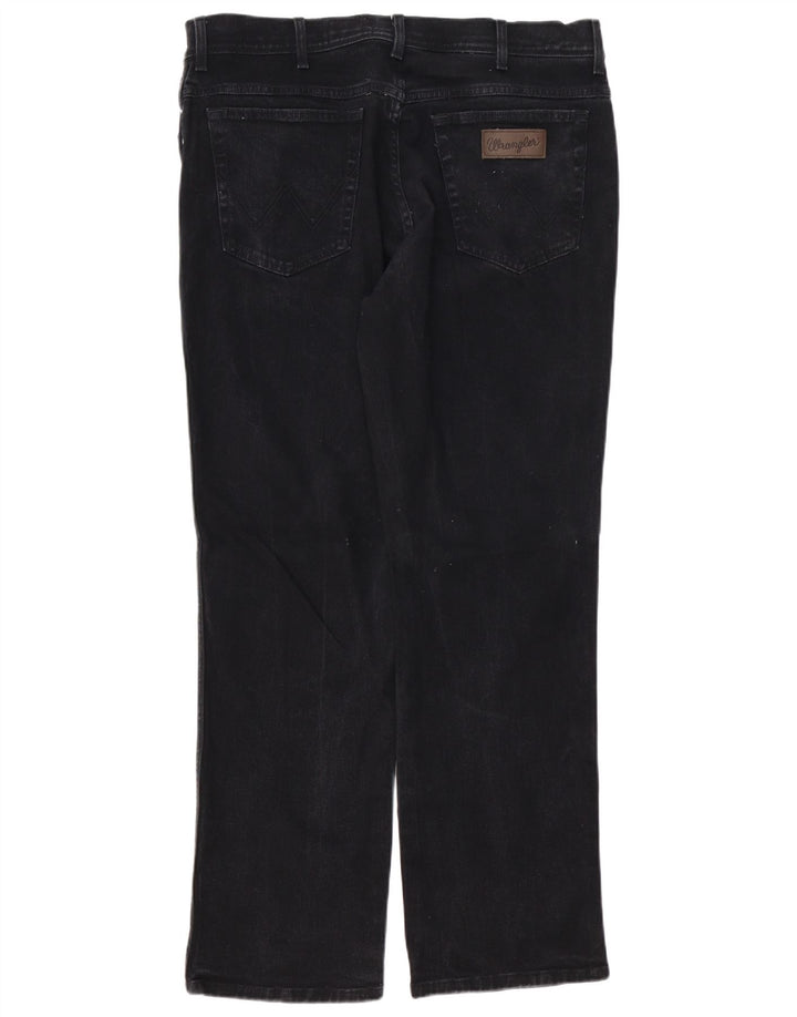 WRANGLER Herren Texas Straight Jeans W38 L32 Schwarze Baumwolle