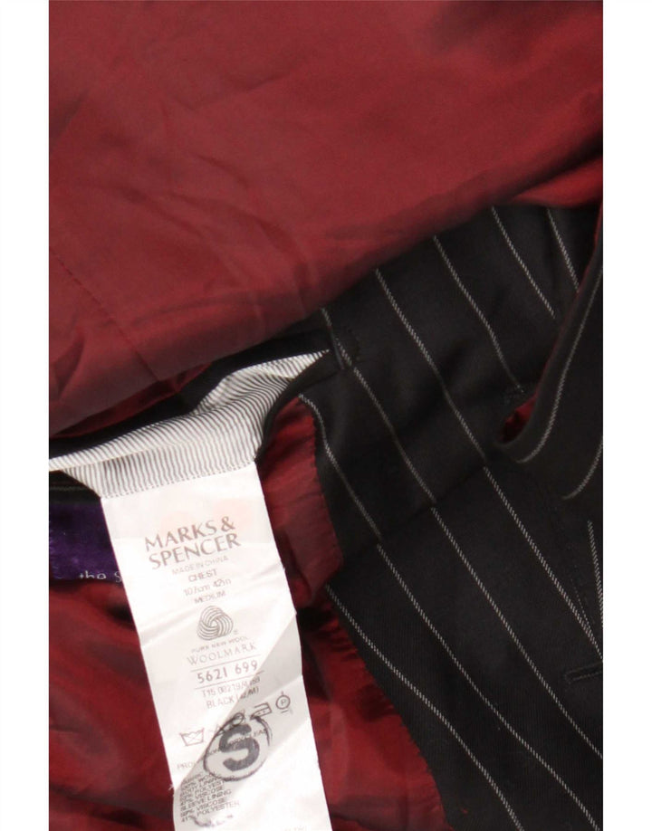 Marks & Spencer Herren-Blazer mit 3 Knöpfen, Gr. 42, Größe L, Schwarz, Nadelstreifen