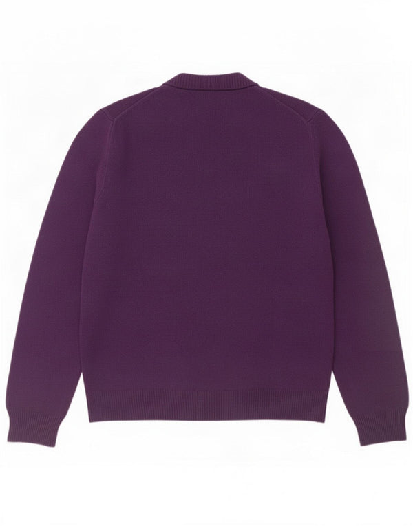 Marlboro Classics Mens V-Neck Jumper Sweater Large Purple Wool