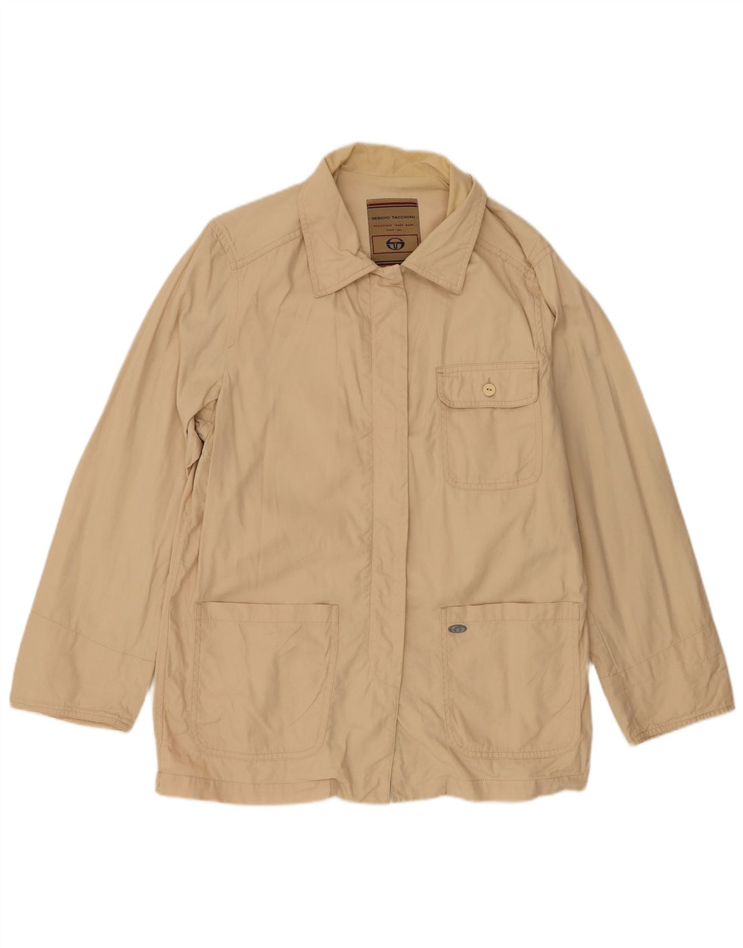 Sergio Tacchini Damen Utility-Jacke UK 14 Mittelbeige Baumwolle