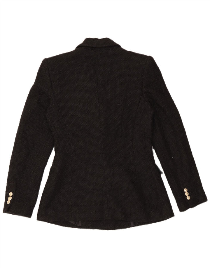 Zweireihiger Blazer für Damen von Zara, Gr. 10, Größe S, Schwarz, Acryl