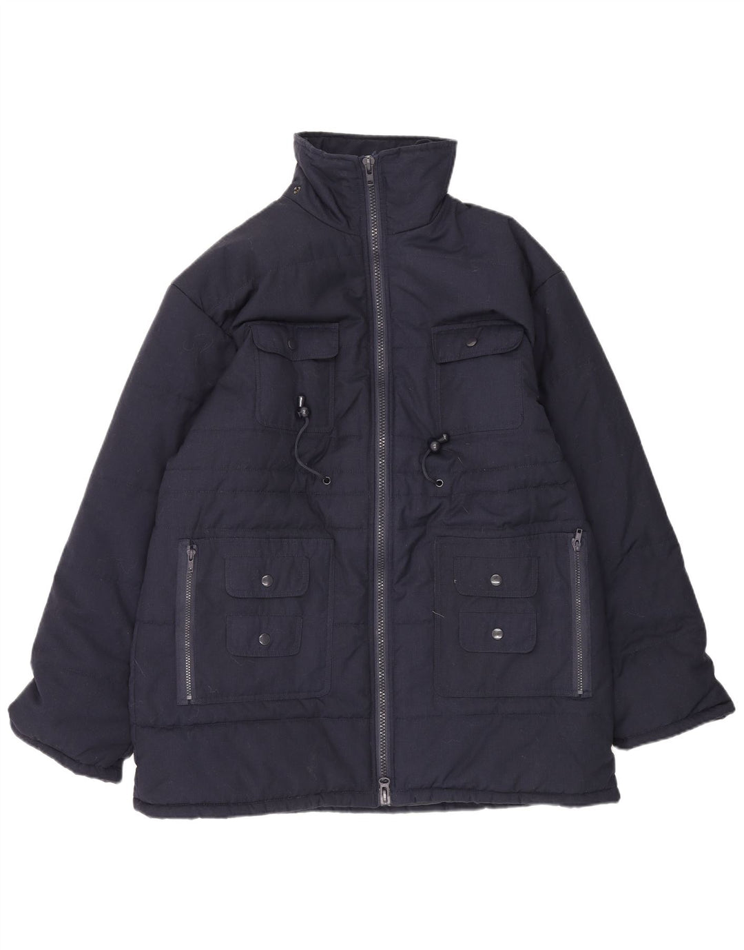 VINTAGE Mens Windbreaker Jacket UK 40 Large Navy Blue Polyester